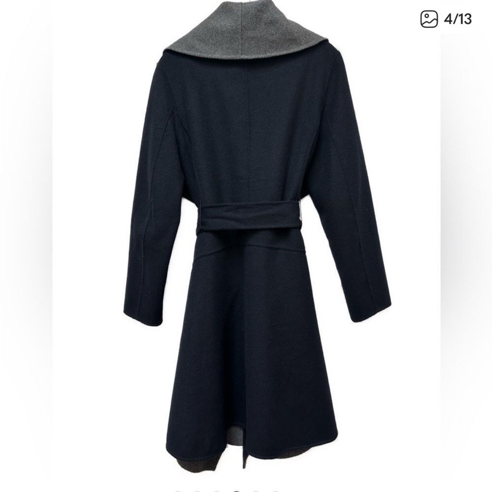 Diane Von Furstenberg Black and Gray Pea Coat - Picture 4 of 5